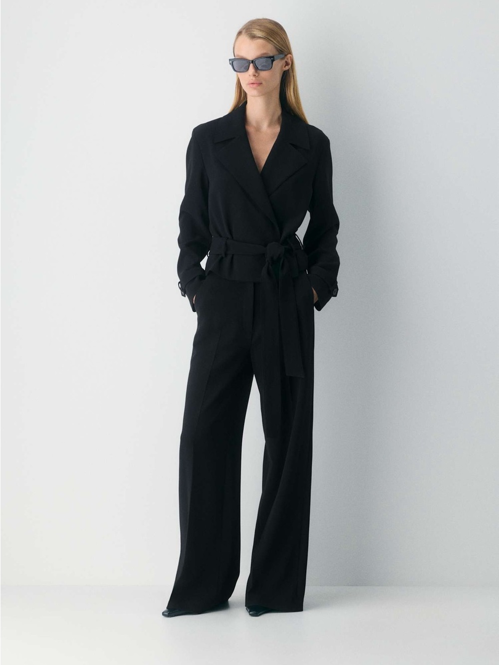 Aritzia Babaton Scuba Trouser Pant 10 black high rise wide leg office corpcore